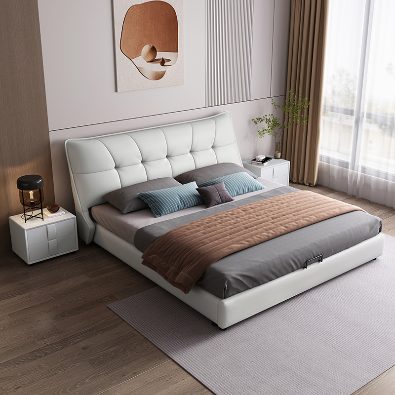 现代简约皮床1.8米双人床小户型1.5米箱体储物实木软体软包布艺床