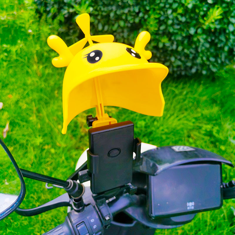 电动车手机支架小头盔可爱竹蜻蜓防雨防水外卖电瓶车摩托导航支架