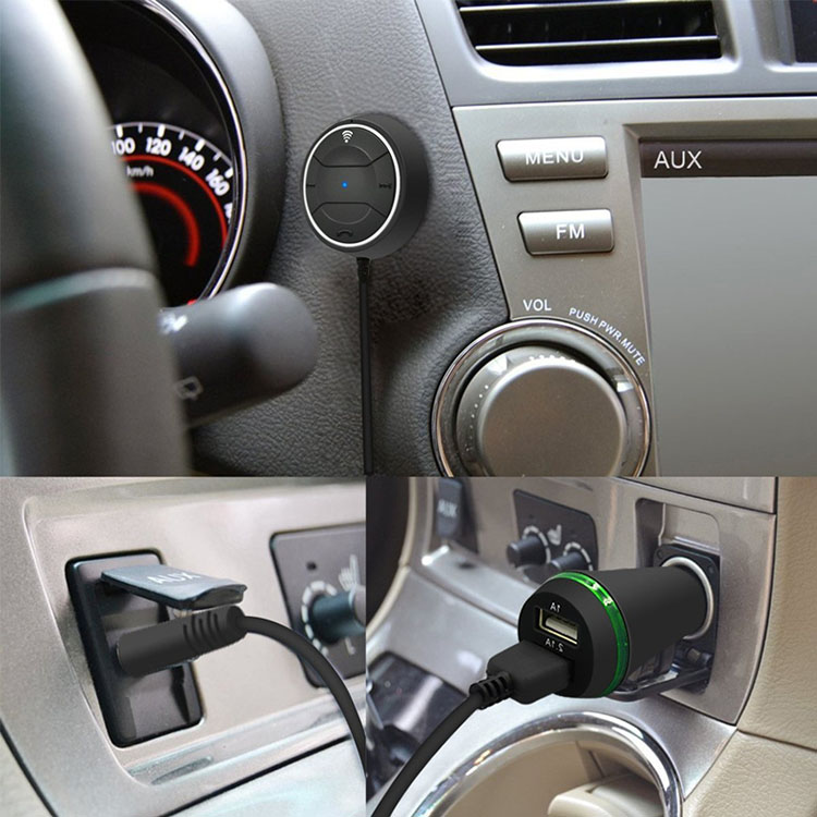 定制新款车载AUX蓝牙免提40适配器 无线音频接收器手机MP3音乐播