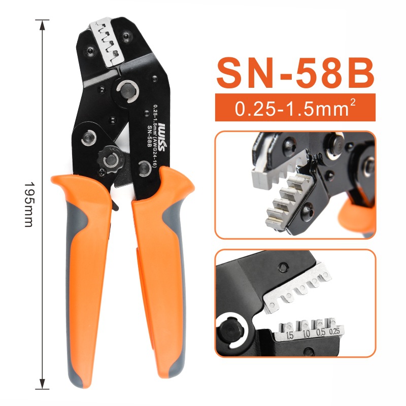 SN-58b/6.3/4.8/2.8插簧压线钳棘轮式端子压线钳冷压裸端子夹线钳
