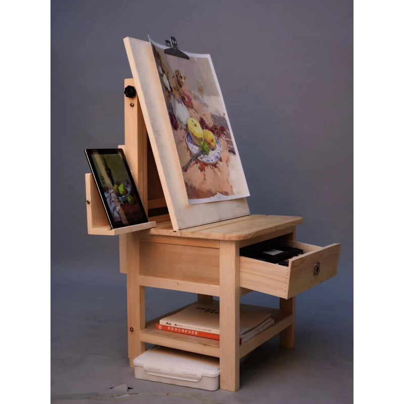 画桌工作台绘画桌升降实木画桌简易现代户外素描美术写生培训桌