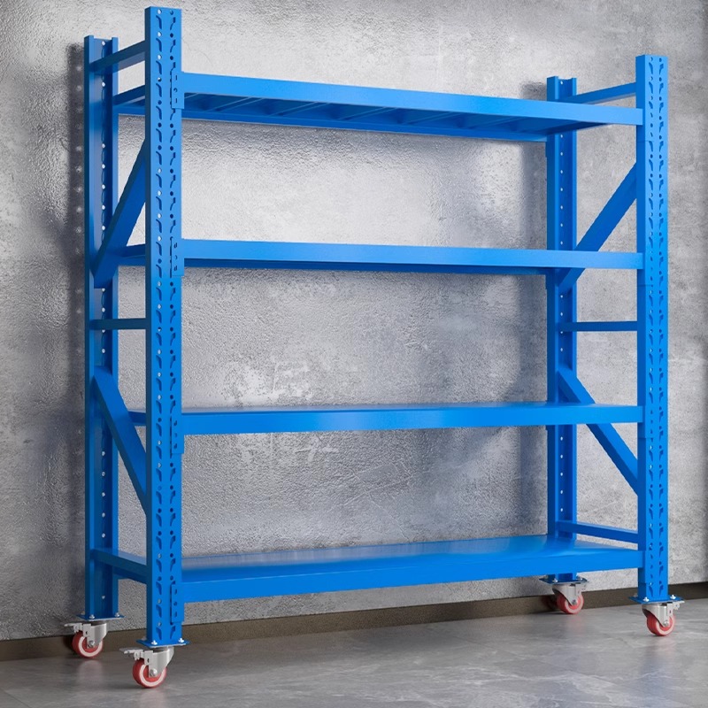 仓储货架家用组合置物架仓库轻型展示架带万向轮多层可移动铁架子