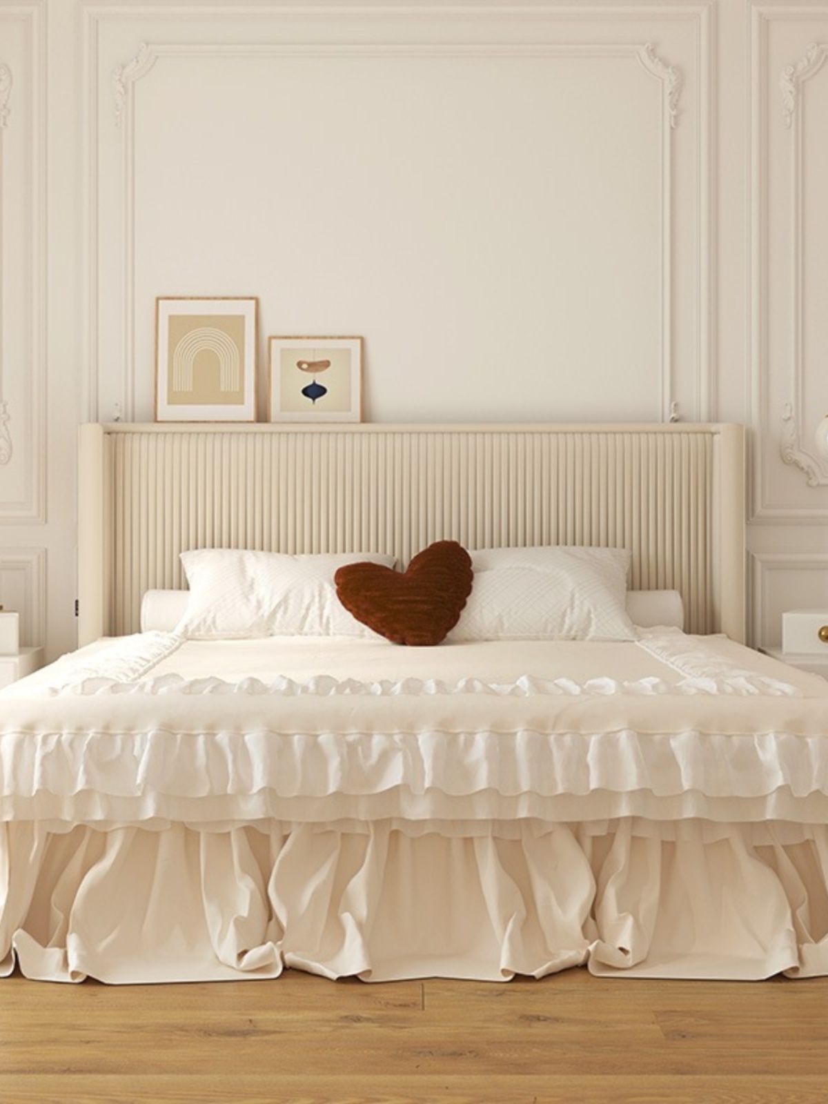轻奢皱褶丝绒布艺床法式复古百褶床北欧科技布箱体床高靠背主卧床