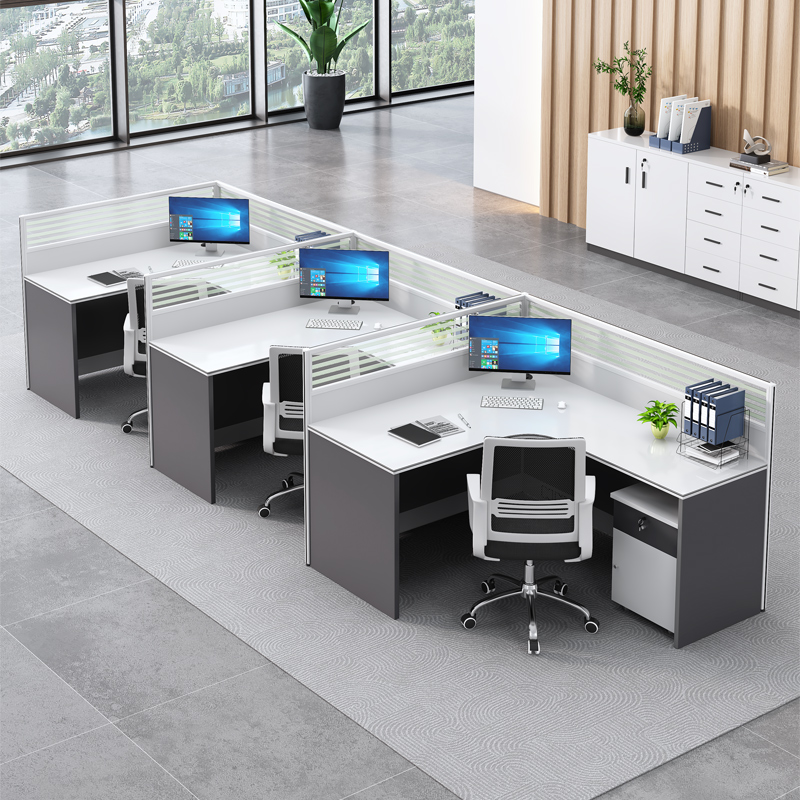 职员办公桌椅组合简约现代办公室桌子6人隔断员工屏风卡座办公桌
