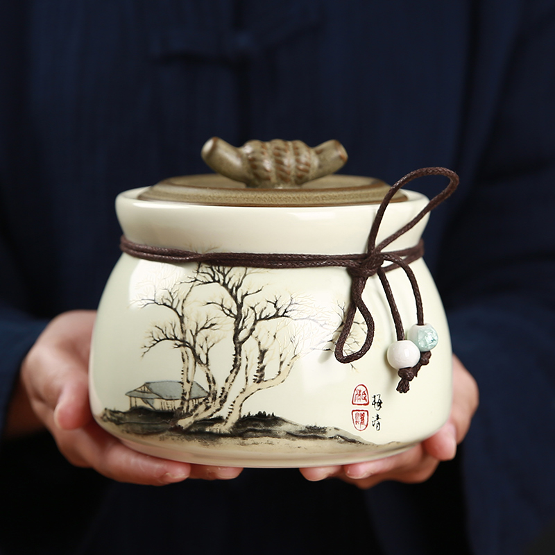 茶叶罐密封罐家用半斤陶瓷绿红茶普洱碎银子储存罐瓷罐储茶罐定制