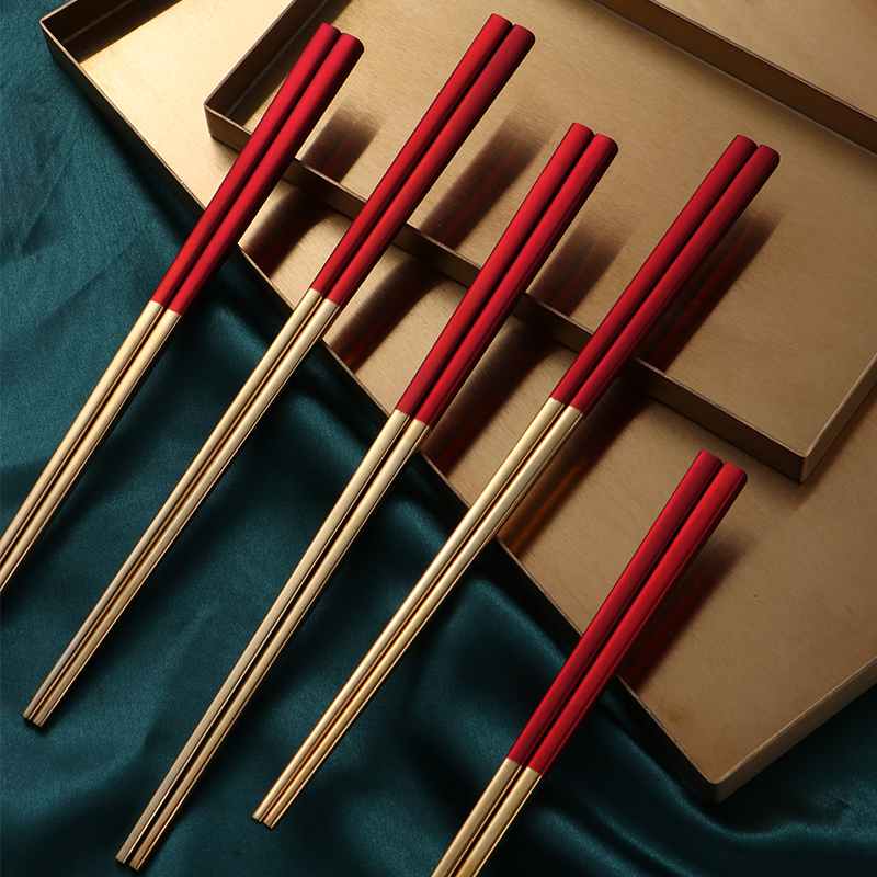 北欧安妮红筷子家用筷不锈钢轻奢高档ins餐具单人勺子高颜值套装