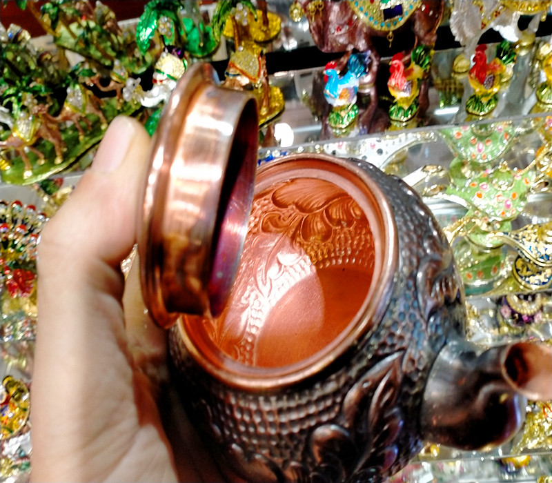 新疆喀什工艺红铜茶壶实用手工铜器家居用品