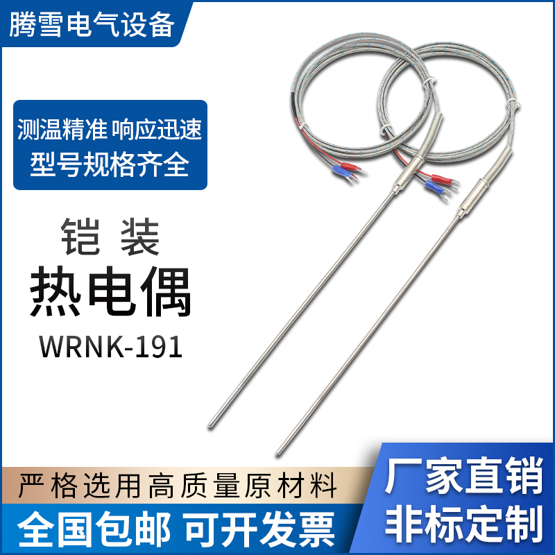 K型铠装热电偶E/J型探头探针式热电阻WRNK-191温度传感器可弯曲