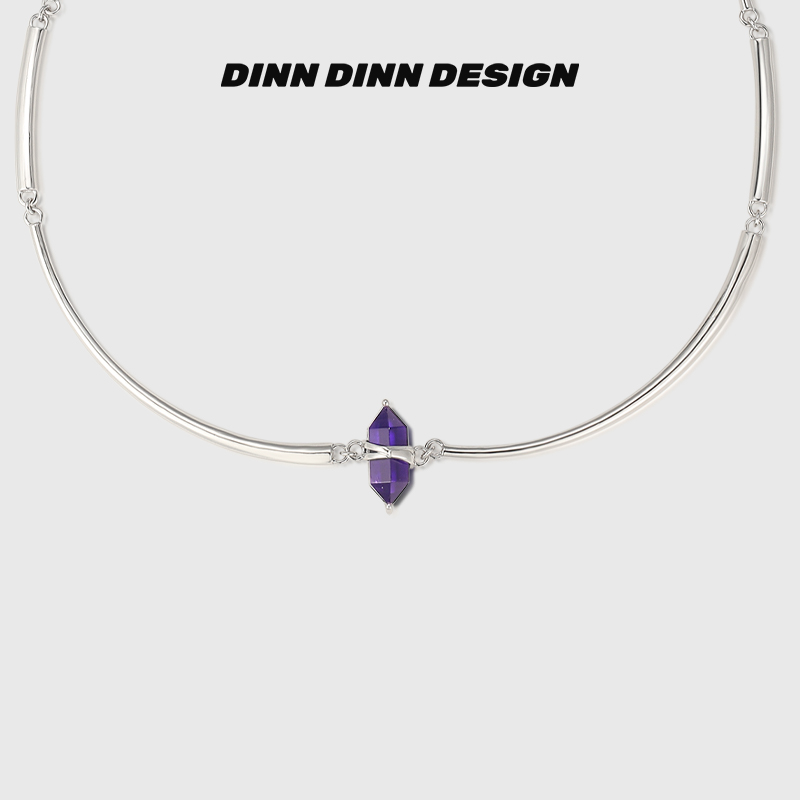 DINN DINN DESIGN原生系列紫水晶吊坠项链锁骨女新款小众设计感