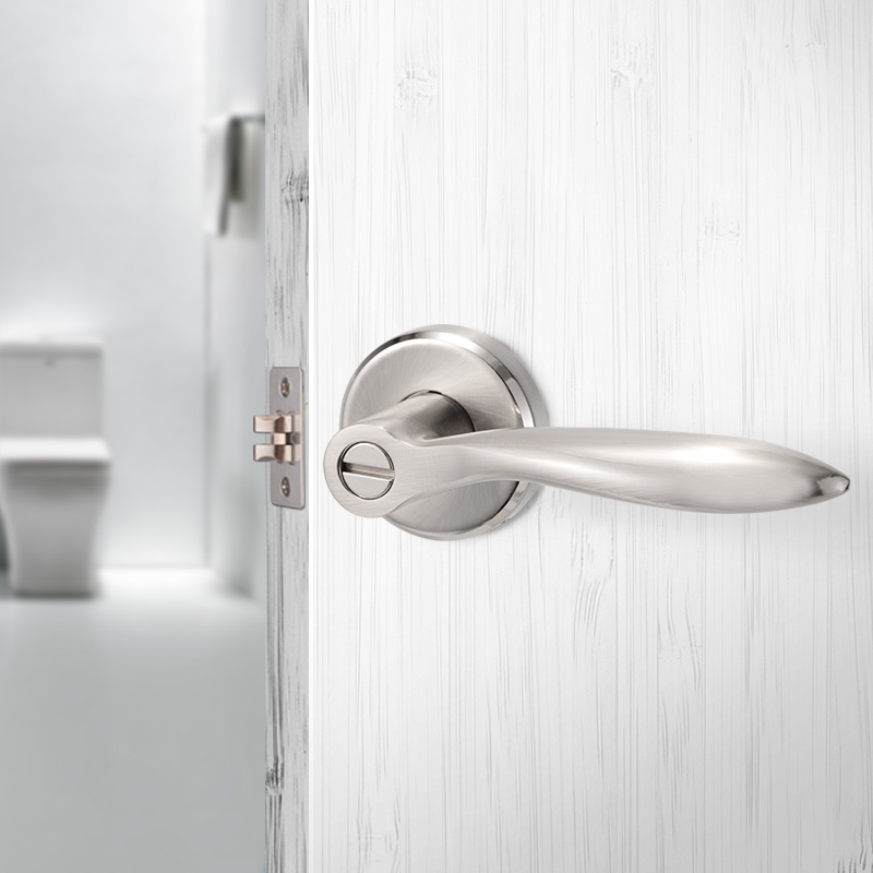 杰犀卫生间门锁无钥匙通用型铝合金洗手间三杆式执手锁浴室厕所