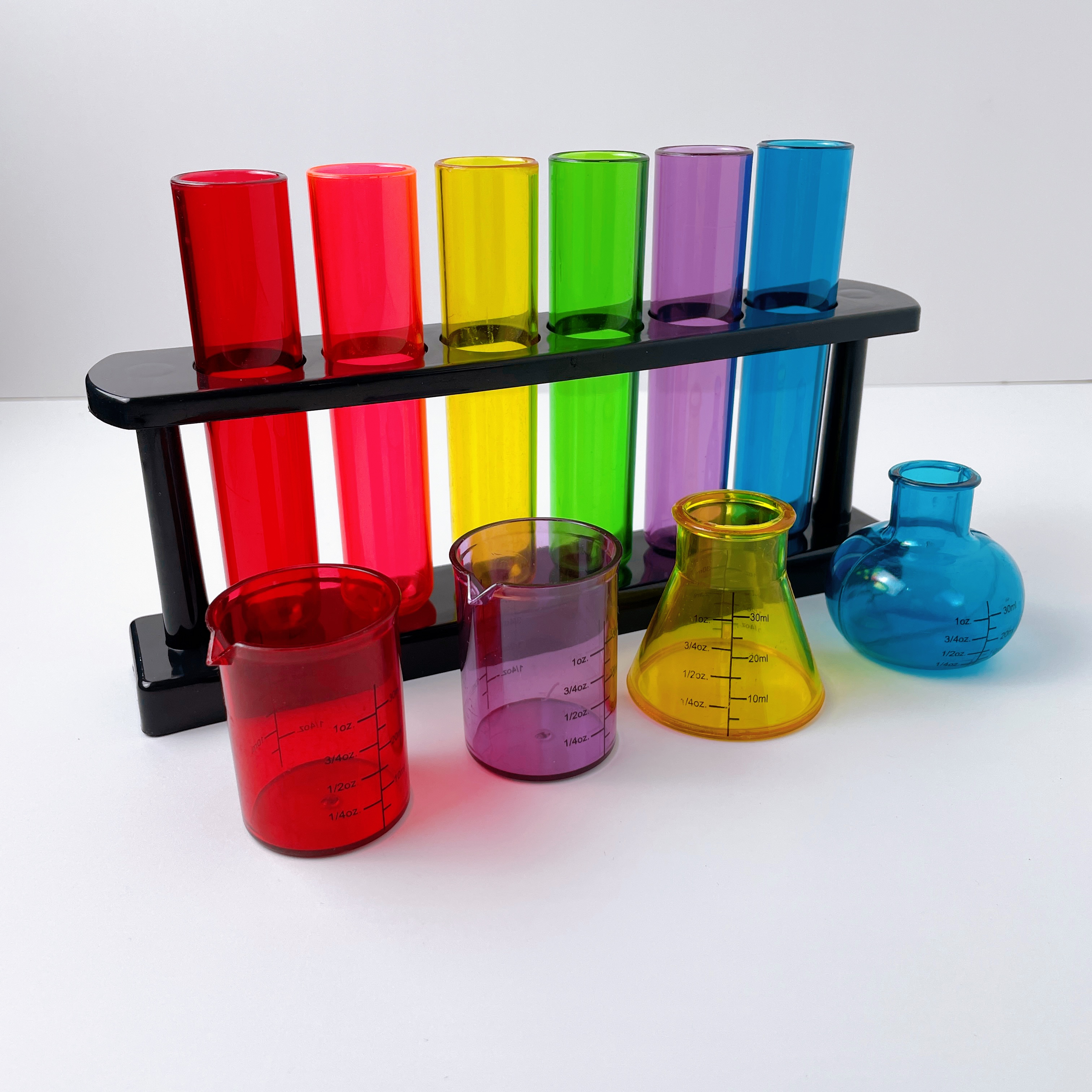 瑞吉欧幼儿园科学区角测量工具儿童彩色塑料刻度烧杯试管套装