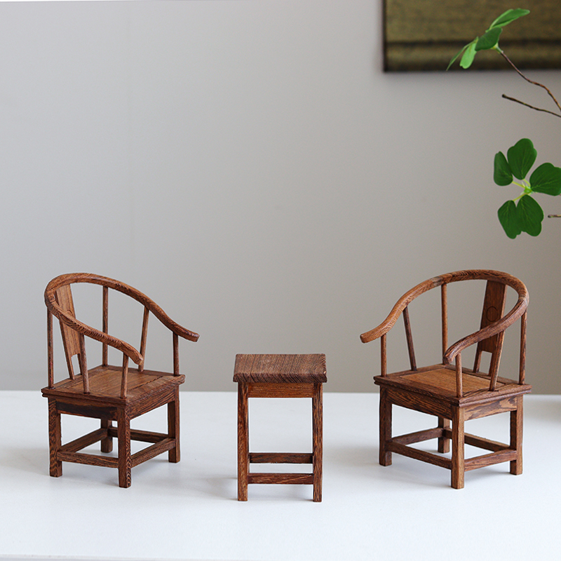 现代新中式微型家具摆件客厅酒柜书房博古架装饰品复古实木小摆设