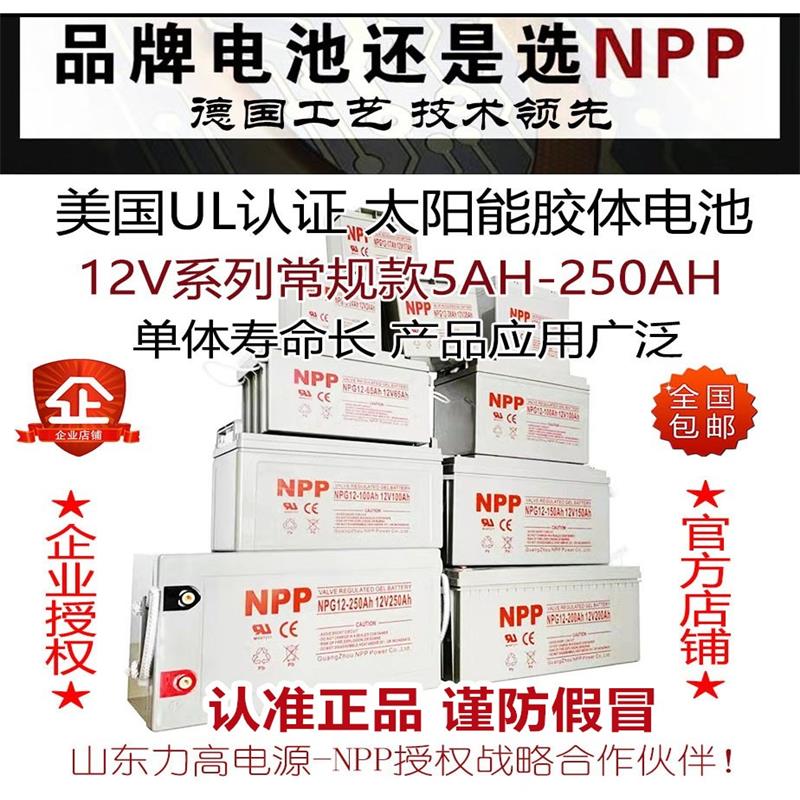 NPP耐普蓄电池12伏NPG12V65A24a38ah17a100ah200安太阳能胶体电瓶
