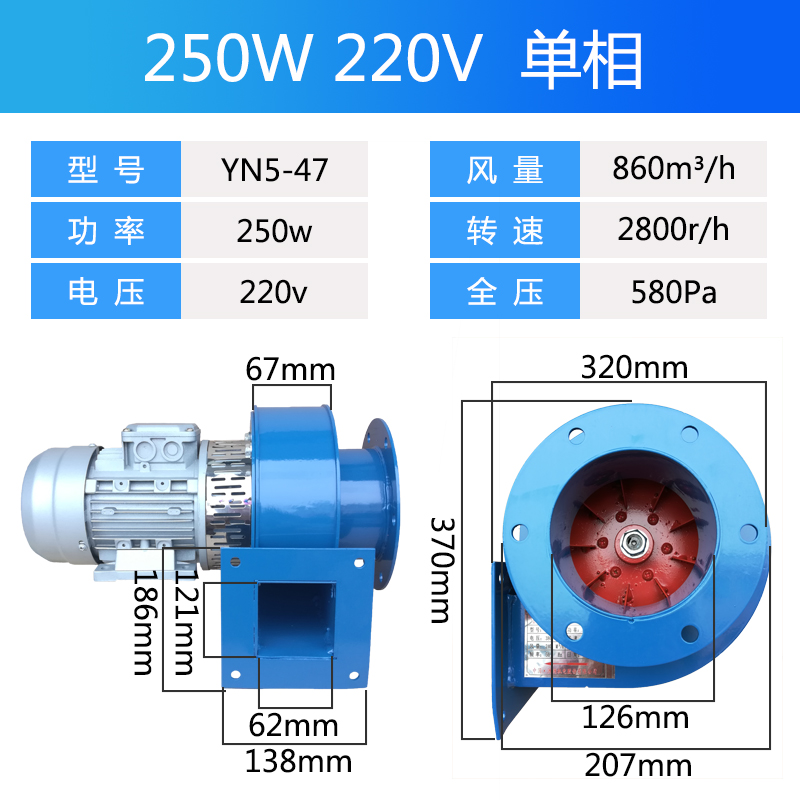 极速新品YN5-47小型m锅炉引通风机220V风冷耐高温离心风机380V采