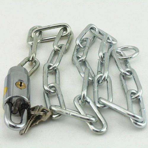 仙华XH钢节链条锁自行车锁铜芯多用途镀白钢节锁具条形自行车锁