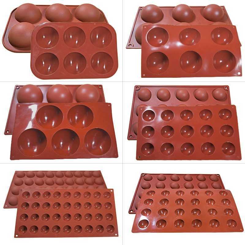 三信 6连半圆形法式慕斯蛋糕硅胶模具DIY15孔圆球夹心巧克力模具