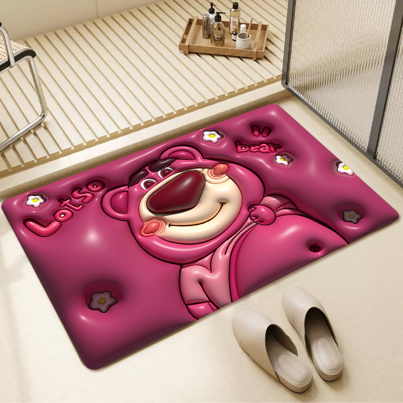 卡通3D视觉膨胀软硅藻泥风格地卫浴室吸水速干脚防滑脚现货
