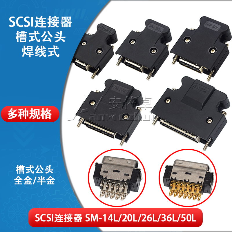 铜SCSI连接器14PIN 20 26 36 50针HPCN 伺服接头伺服电机驱动插头