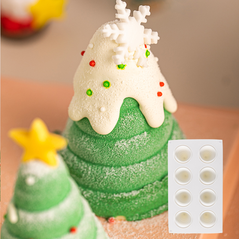 圣诞树慕斯硅胶模具8连圣诞节慕斯蛋糕立体法式甜品硅胶烘焙模具