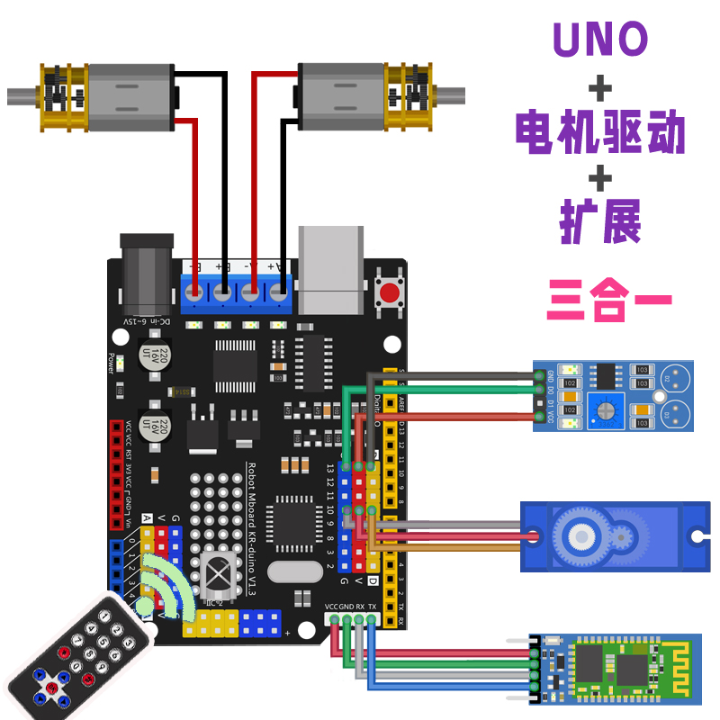 for arduino开发板UNO R3编程智能小车主控带电机驱动集成扩展板