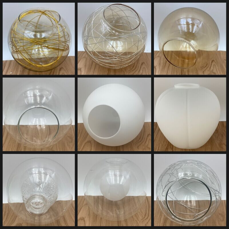 魔豆分子灯罩配件圆球形透明奶白球中球客厅卧室吊灯台灯玻璃外壳