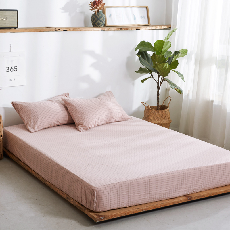 水洗棉床笠单件1.8m纯棉单双人1.5米床单素色全棉床垫套棕垫床罩