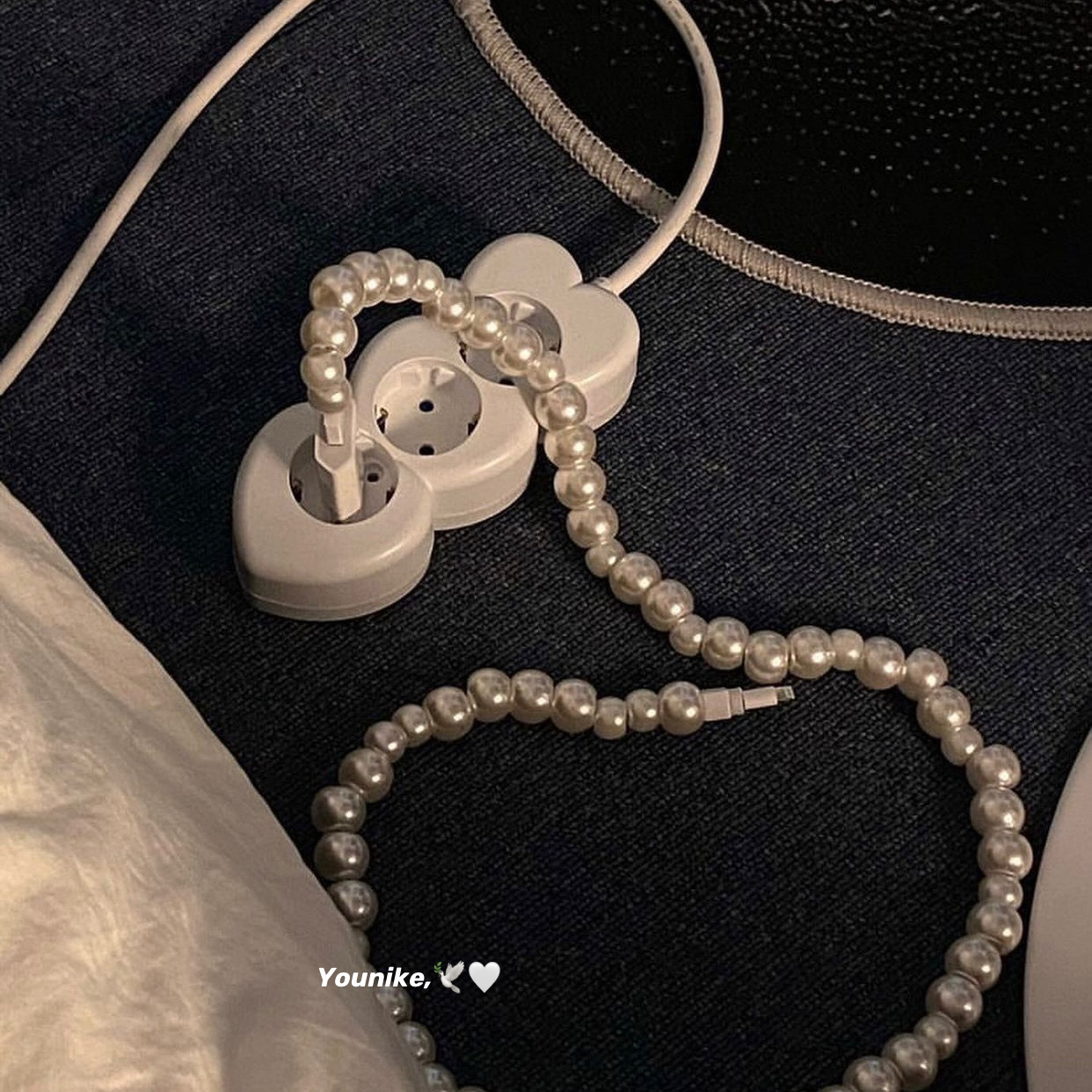尤妮客●韩国ins风小众设计珍珠串珠手机数据线1米iphone充电线女