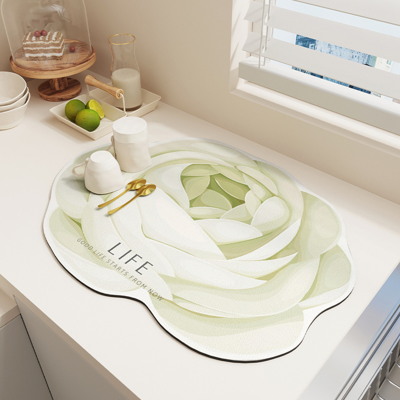 轻奢沥水垫厨房台面吸水垫硅藻泥餐具碗盘餐桌垫灶台洗碗池隔水垫