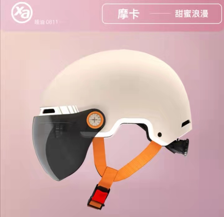 高档3C晓安摩托车电动车骑行哑光头盔男女士四季通用半盔高颜透气
