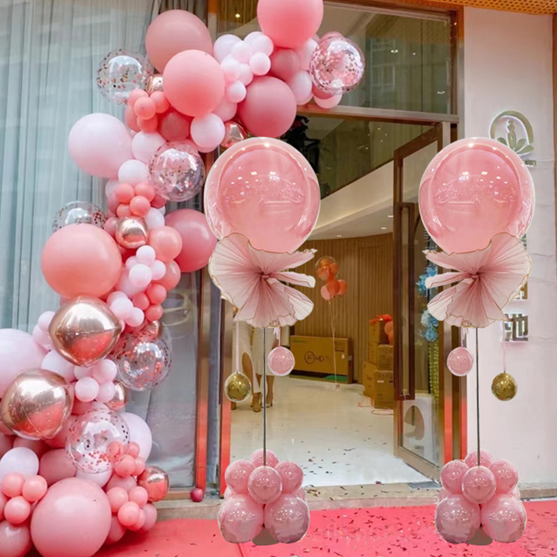 开业气球立柱装饰气球链活动520情人节气氛围场景布置装饰绿色系