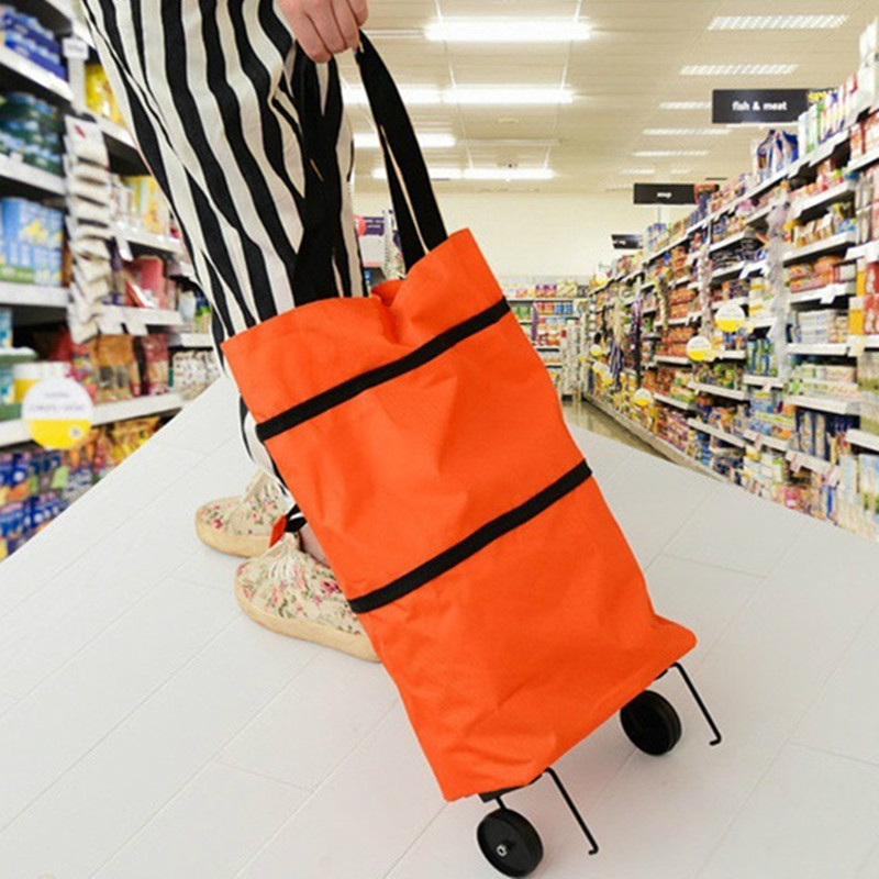 折叠轮滑行李袋大号带轮子买菜购物袋便携袋子伸缩式拉杆手提拉包