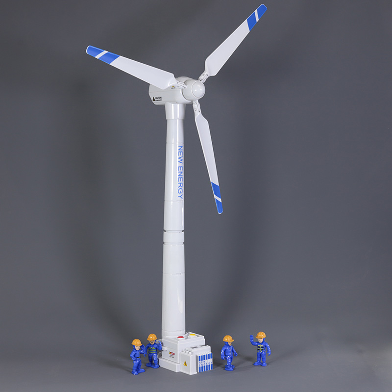 风力发电风车玩具儿童发条惯力旋转发电机模型男孩宝宝益智风力机