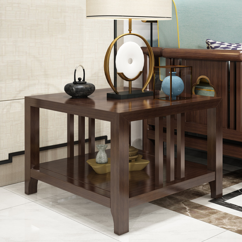 新中式胡桃木角几全实木沙发边几现代简约边桌移动茶几客厅家具