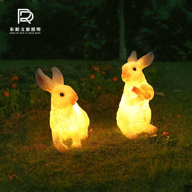 定制兔子灯太阳能灯户外庭院灯家用发光动物草坪灯花园地灯装饰氛