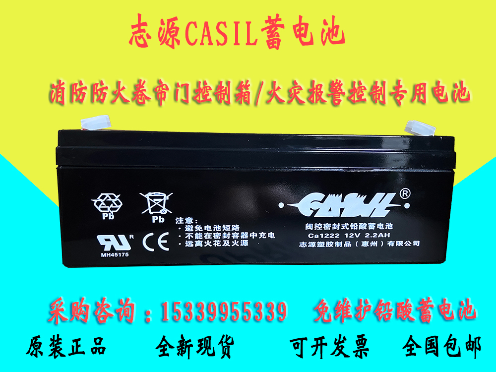 CASIL志源CA1222蓄电池12V2.2AH阿兰德防火卷帘门控制箱备用电池