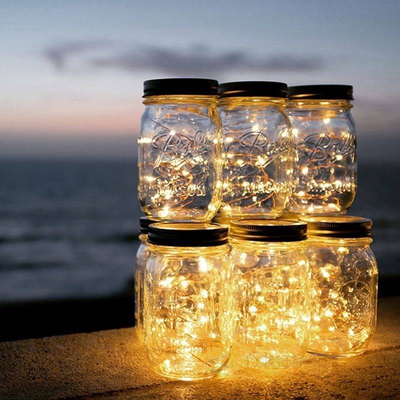 极速20 LED Solar Fairy Cap Light Mason Jar Lid Lamp Xmas Out