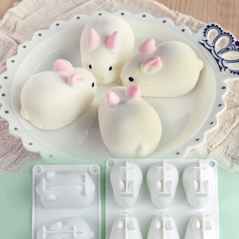 网红兔子奶冻硅胶模具家用食品级卡通小兔子猫爪果冻布丁慕斯磨具