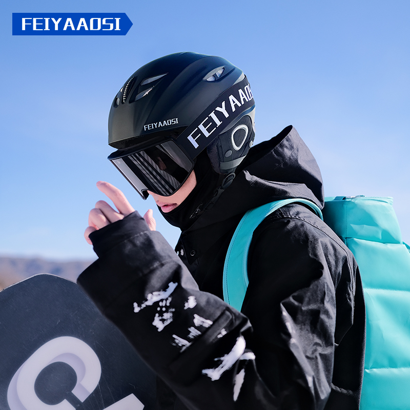 单板滑雪头盔男盔镜一体式眼镜安全帽大号雪盔护目镜套装全套装备