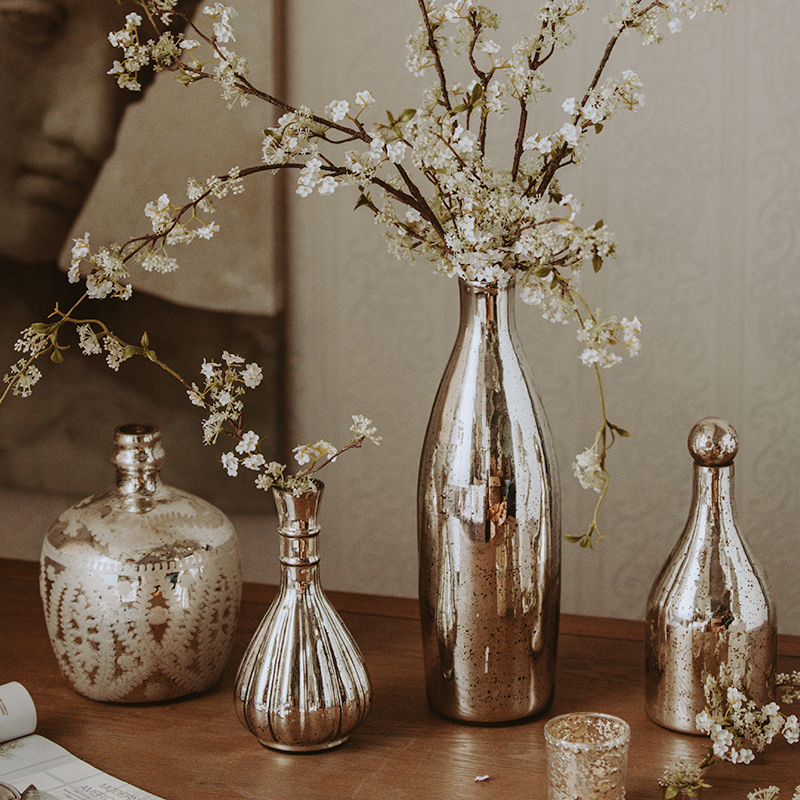 收获小屋玻璃花瓶法式复古客厅插花装饰花器中古风高级感艺术摆件