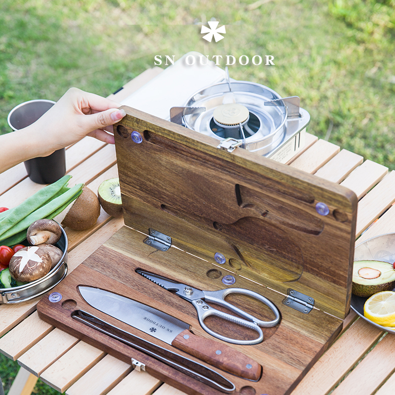 sn outdoor露营野炊一体户外刀具套装便携式折叠菜板砧板厨具套装