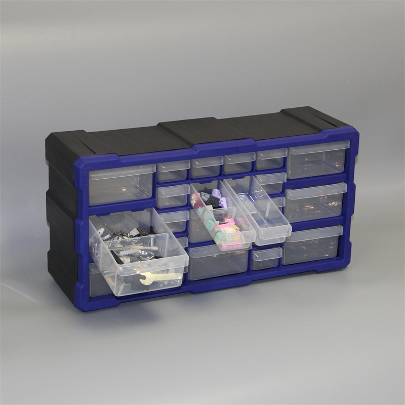 深蓝色零件盒抽屉式电子元件收纳盒螺丝小配件零件元器件多收纳柜