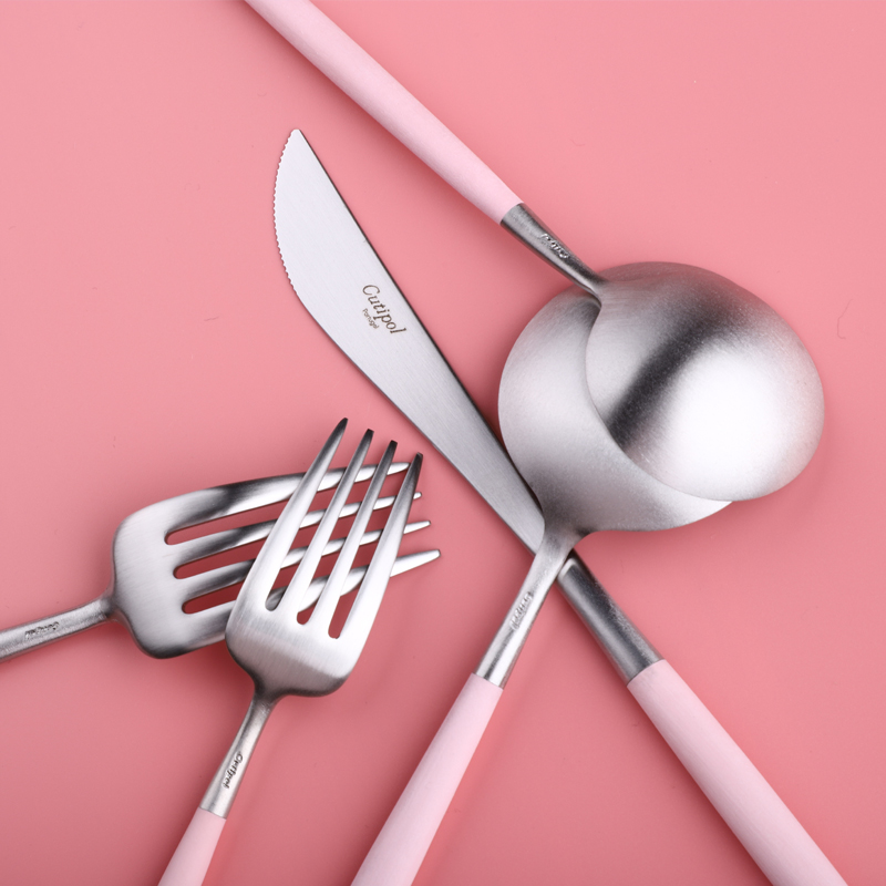 cutipol餐具牛排刀叉套装粉色西餐餐具刀叉勺三件套勺子筷子套装