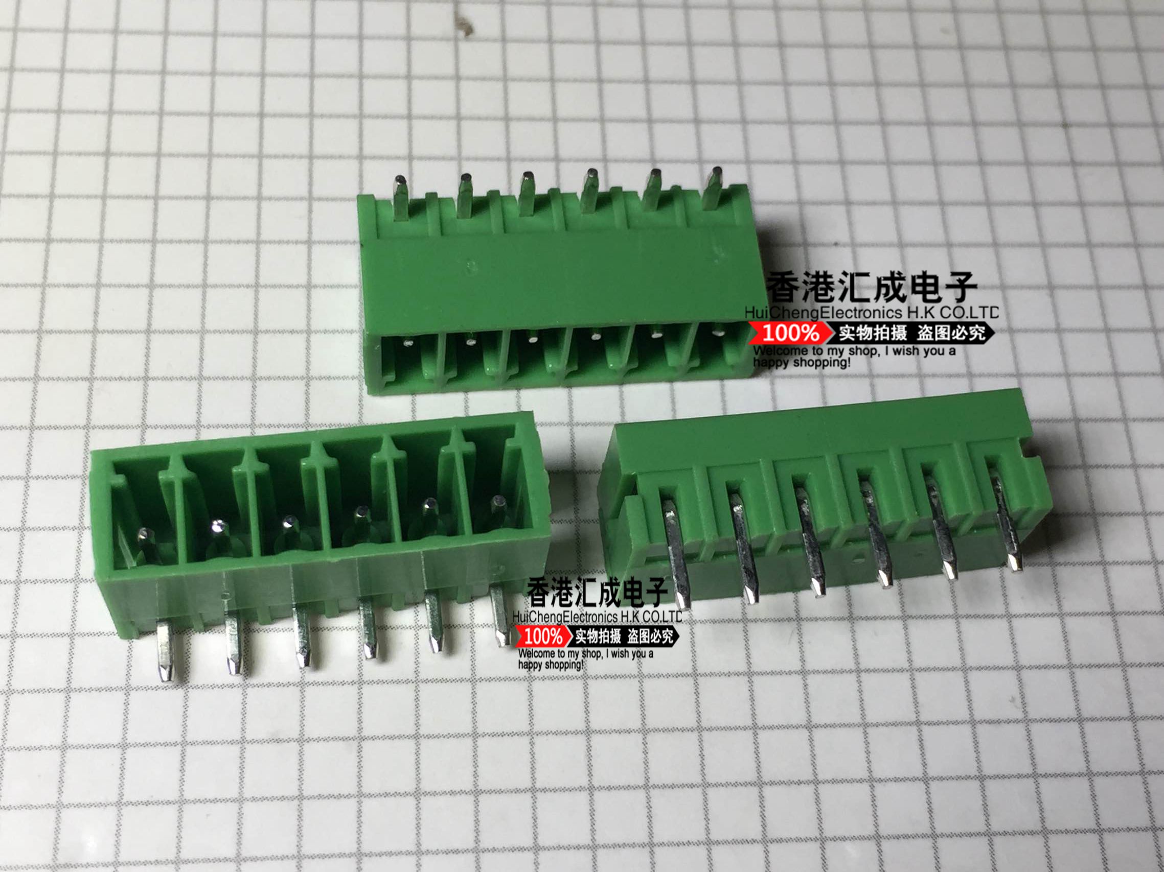 2EDG-3.5MM-6P 绿色接线端子连接器 弯针式PCB接线端子6P母座