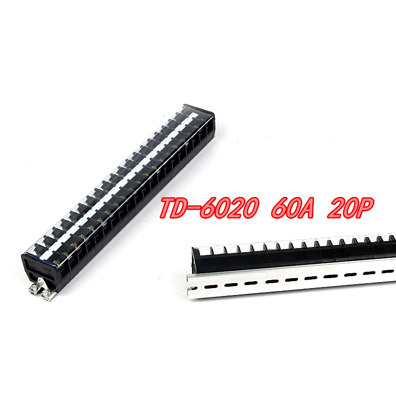 TD-6020导轨式接线端子排 轨道组合端子板 连接器 厚件60A 20P