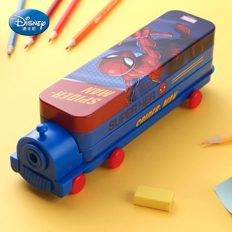 Disney迪士尼火车文具盒蜘蛛侠多功能铅笔盒男童笔袋幼儿园男孩子款儿童小学生用一年级黑科技小汽车多层笔盒