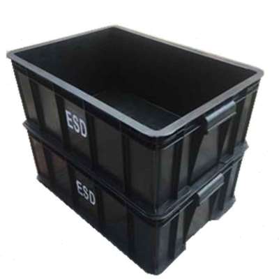 定制促防静电周转箱塑料箱盖 黑色胶箱胶筐电子产品箱电子元件盒