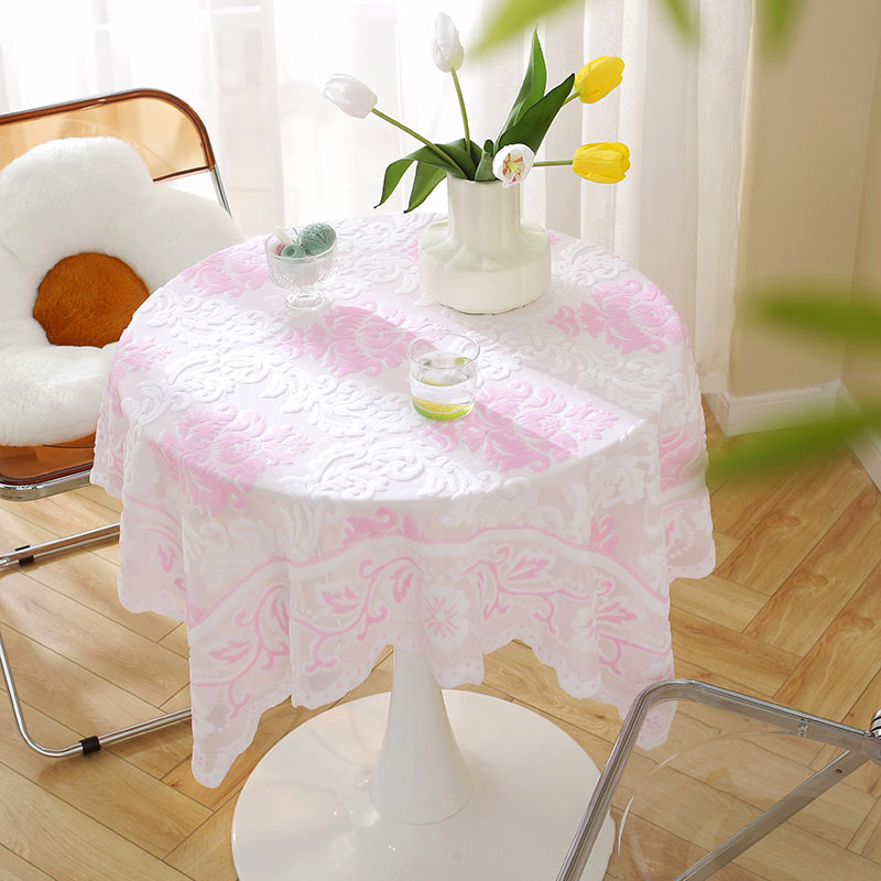 小圆桌桌布蕾丝镂空田园盖巾百搭防尘盖布白色长方形茶几台布布艺