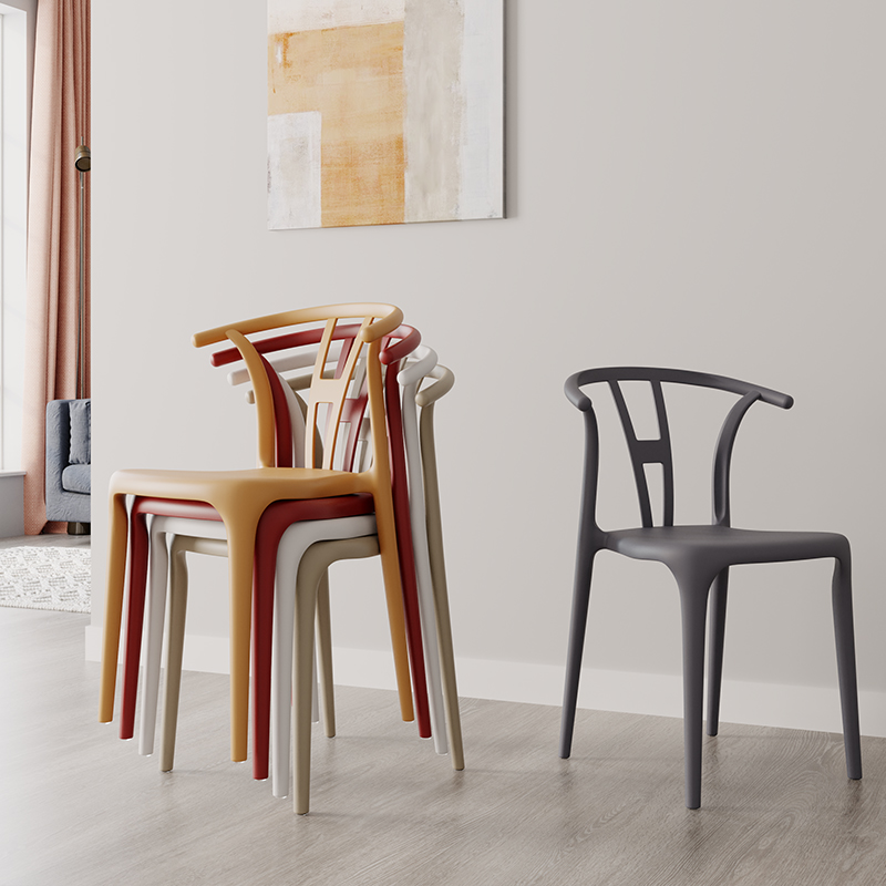 餐桌椅子靠背家用卧室加厚牛角书桌凳子北欧塑料现代简约餐椅商用