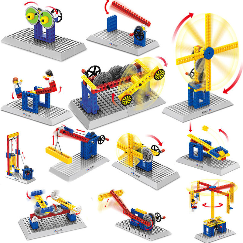 兼容乐高科教齿轮儿童积木玩具电动马达风车机械物理益智实验教具