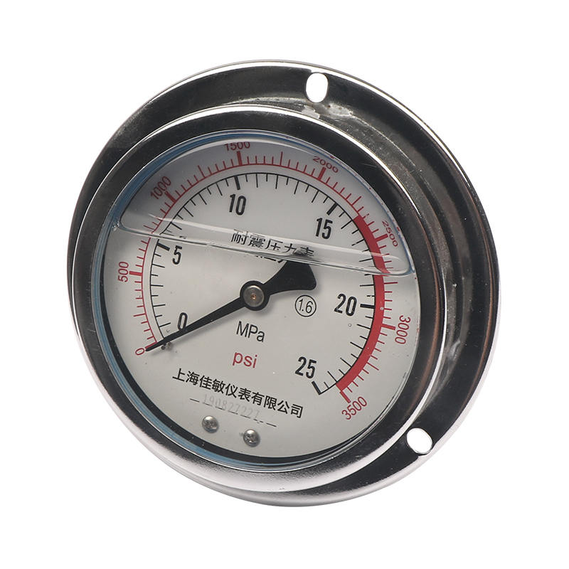 不锈钢耐震压力表yn100zt液压表轴向带边抗震油压表0-40mpa水压表